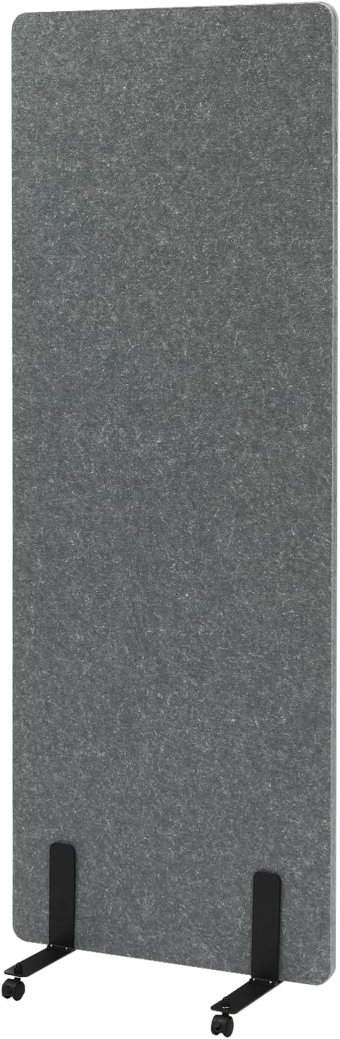 Office Partition, Floor Standing Noise Reducing Acoustic Room Wall Divider, 24" x 66" Privacy Panel Divider Screen with 4 Universal Wheels and Brakes (Light Gray, 24 x 66in)