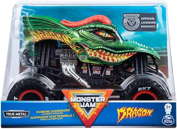 Monster Jam, Official Dragon Monster Truck, Die-Cast Vehicle, 1:24 Scale