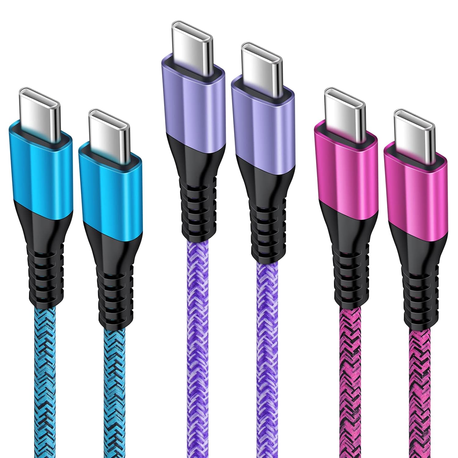USBC to USBC Cable, [3Pack 6FT] 60W 3A USB Type C to Type C Charger Cable Fast Charging PD Cable Nylon Lead for Samsung Galaxy S23S22 ultraS21S20S10A34 5gA54A53A52Z Flip 4, MacBook Pro,Huawei