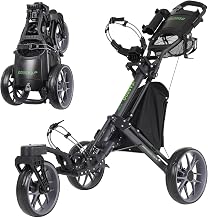 Golf Push Cart 3 Wheel : 360 Swivel Front Wheels with Phone Holder/Cup Holder/Umbrella Holder/Foot Brake Quick Fold Golf Walking Push Pull Carts All-Terrain Golf Caddy Carts