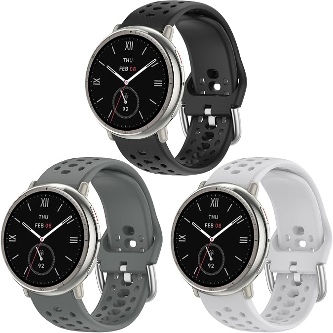 Silicone Watch Strap 20mm for Amazfit Active 2/Active/Amazfit GTS/GTS 2/2e/GTS 3/GTS 4/GTS4 Mini/GTR Mini/Bip/Bip U/BipU Pro/Bip 3/Bip3 Pro/Pop/Pop Pro