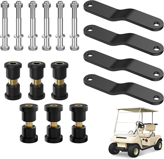 Club Car DS Rear Leaf Spring Bushing Kit, Golf Cart Rear Leaf Spring Shackle Bushing Kits with Screw Nut Suitable for 1984-UP Club Car DS Golf Carts, OEM# 1015583/101558302, 1012303