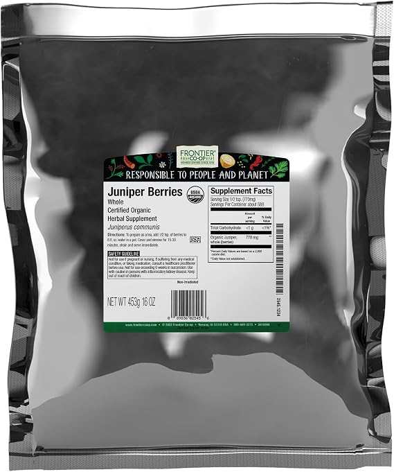 Frontier Co-op Organic Whole Juniper Berries 1lb