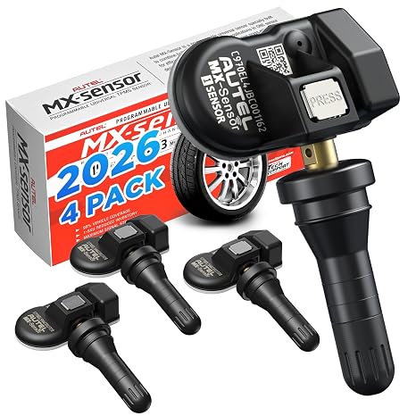 Autel TPMS Sensors Set of 4, Tire Pressure Sensor MX-Sensor 315+433MHz | Programmable TPMS Sensors, Autel Tire Sensors Replacement, Press-in Rubber Valve Programmed by TS408/TS501 Pro/TS508WF/ITS600
