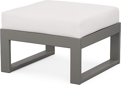 POLYWOOD® Edge Modular Deep Seating Ottoman, Slate GreyTextured Linen