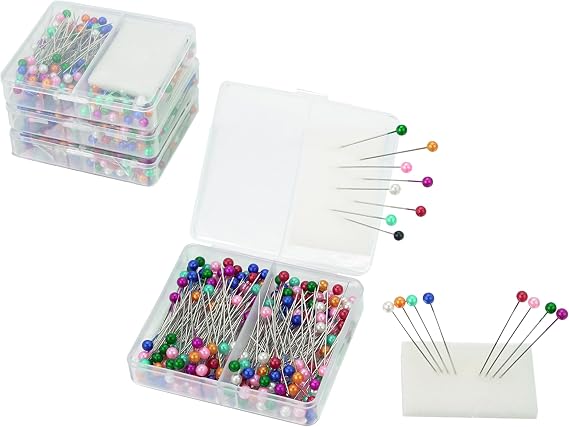 600Pcs Colorful Pearlized Sewing Pins for Fabric, 1.57inch Quilting Pin with 0.17inch Easy Grip Needle Bead, Multicolor with Sponge Holder, Straight Pins Sewing for Sewing Crafts Jewelry DIY