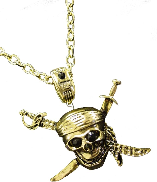 Arsimus Pirate Skull & Swords Necklace Gold