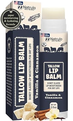 Beef Tallow Lip Balm – Natural Tallow Beeswax Chapstick – Hydrating Moisturizer Grass Fed Bison Tallow Balm Lip Care – Soothes Chapped, Dry Lips, Sensitive Skin – Long Lasting & Vitamin Rich USA-Made