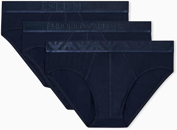 Emporio Armani Men's Shiny Logo Band 3 Pack Brief