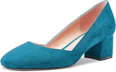Castamere Women Low Chunky Block Heel Close Square Toe Slip-on Dress Pumps Classic Cute Wedding 2.0 Inches Heels