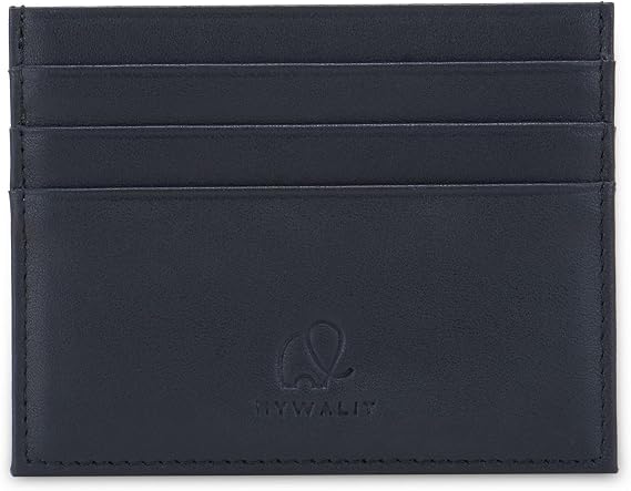 mywalit RFID Double-Sided Nappa Leather Credit Card Holder | Black | 6 Card Slots with Radio Frequency Shielding for Maximum Security | Perfect for Everyday Use