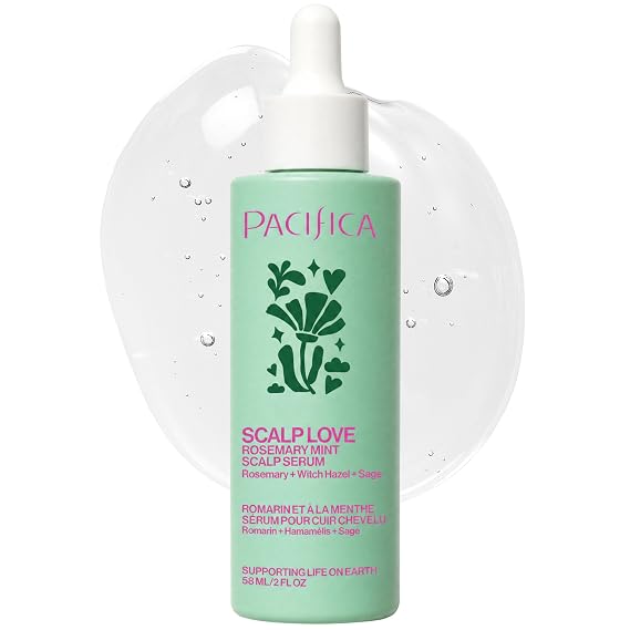 Pacifica Scalp Love Rosemary Mint Serum - Dry, Flaky, and Itchy Scalp Serum, Hydrating, Moisturizing, and Calming Treatment Formulated with Witch Hazel, Vegan and Cruelty-Free - 2 Fl Oz