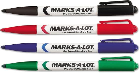 Avery 24459 Dry-Erase Markers, Bullet Tip, 4/PK, AST