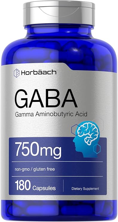 Horbaach GABA 750mg | 180 Powder Capsules | Gamma Aminobutyric Acid Supplement | Non-GMO, Gluten Free