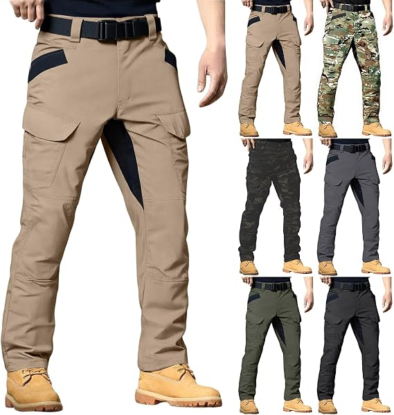 Tactical Pants for Men Lightweight Waterproof Hiking Pants with Multi Pockets Outdoor Slim Fit Ripstop Cargo Pant