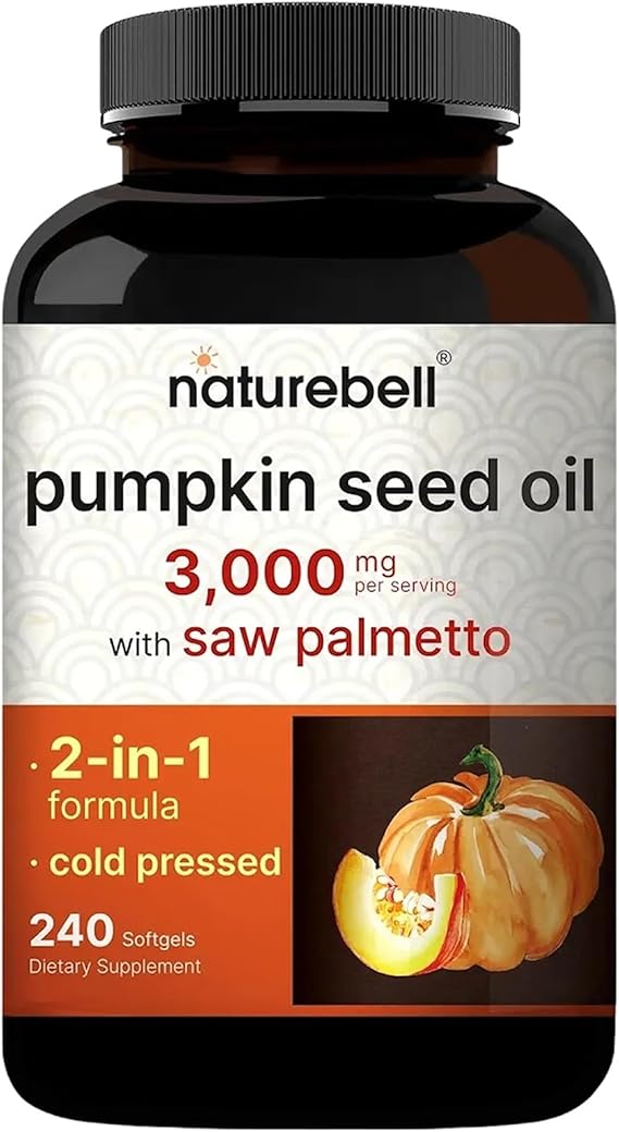 NatureBell Pumpkin Seed Oil 3,000mg with Saw Palmetto, 240 Softgels