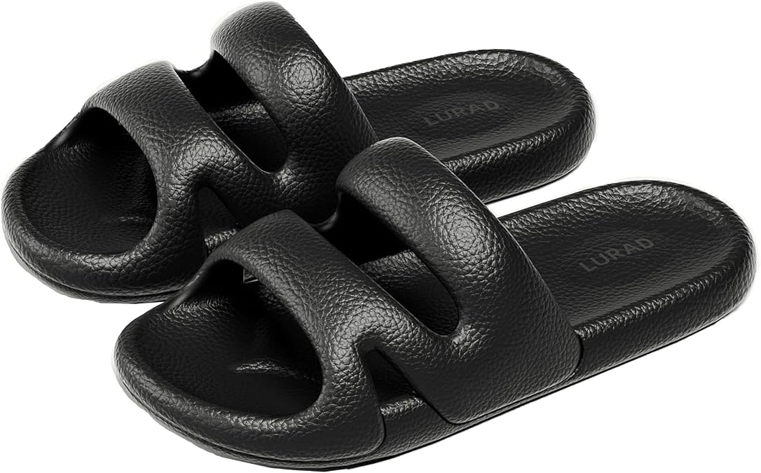 Cloud Slides for Women and Men, Double Strap Pillow Slippers, Soft Thick Sole Non Slip House Slides, Lightweight Indoor Outdoor Bathroom Sandals