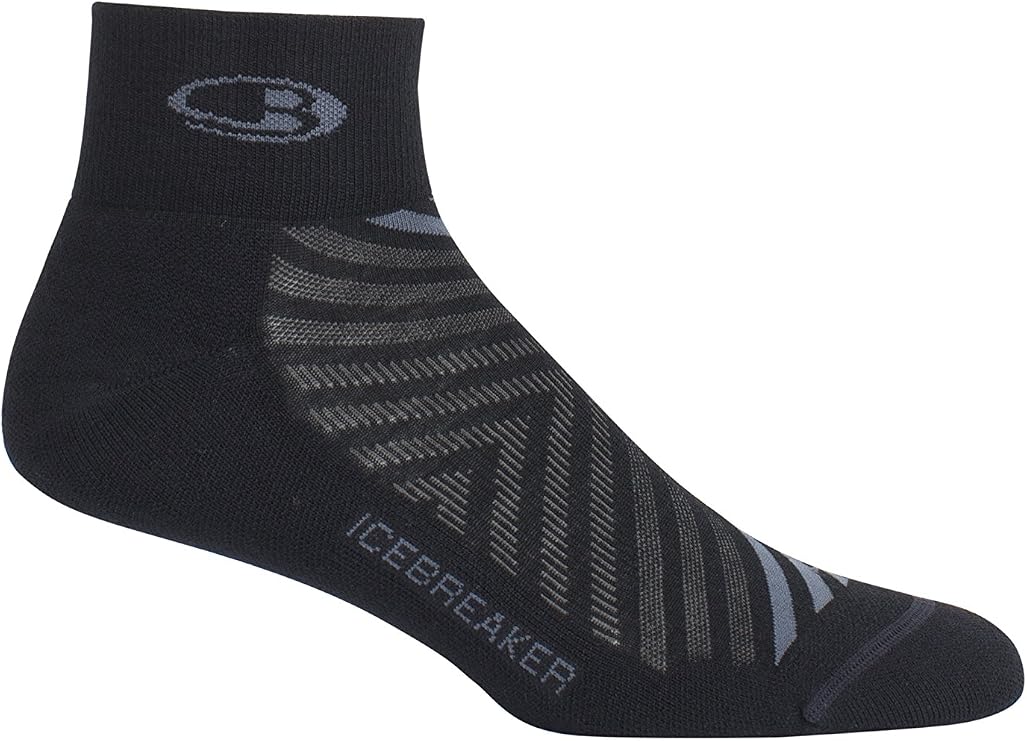 Icebreaker Merino Men's Run+ Ultralight Cushion Mini Socks, Black/Monsoon, Small