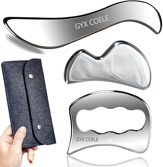 304 Stainless Steel Muscle Scraper Tool, Set Scraping Massage Tool,IASTM Tools, Great Soft Tissue Physical Therapy Used for Arms, Back, Neck (3set)