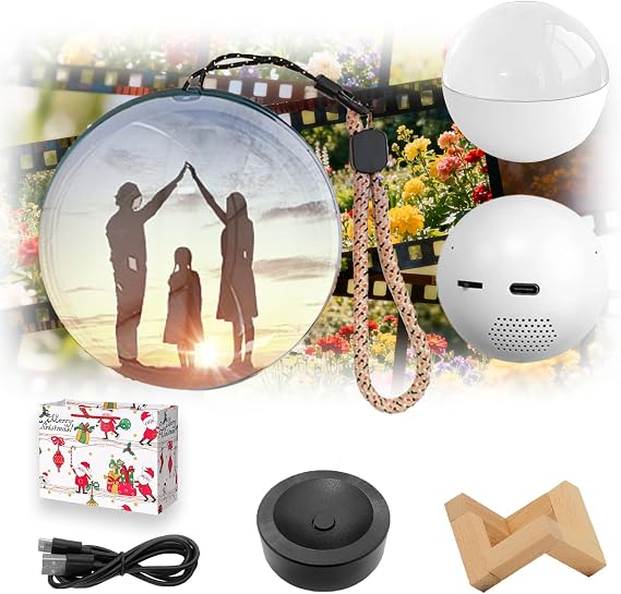 WiFi Crystal Ball, 3D Video & Photo Memory Sphere Ornament, 2.7" Core Memory Orb Custom Video Sphere, Magic Crystal Memory Lamp with Electronic Screen for Anniversary Birthday (White)