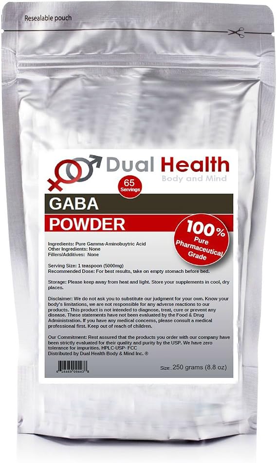 Pure GABA (250 Grams (8.8 oz)) Gamma Aminobutyric Acid Powder Bulk Supplements
