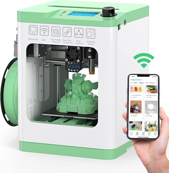 Entina 3D Printers Tina2S with Wi-Fi Cloud Printing, Fully Assembled and Auto Leveling Mini 3D Printer for Beginners, High Precision Printer with Smart Control and Heated Spring Steel Build Plate
