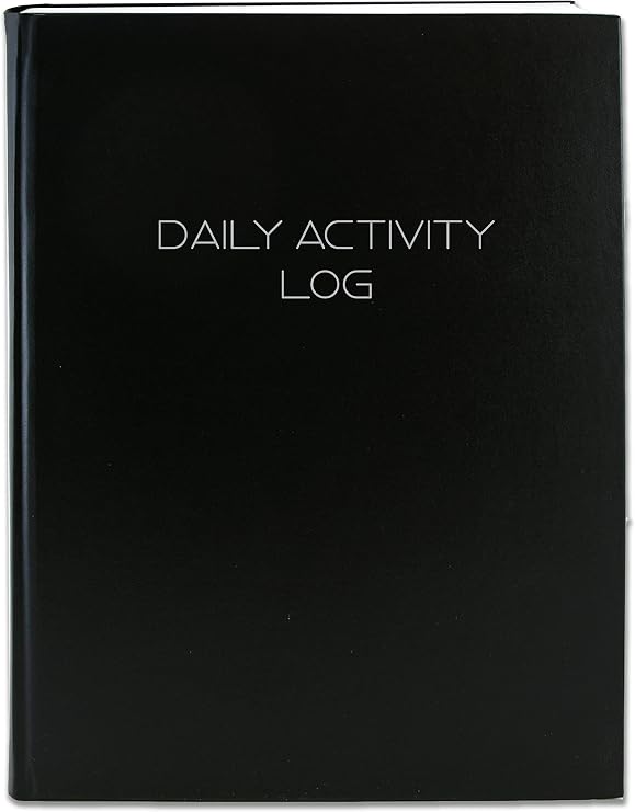 BookFactory Daily Activity Log Book / 365 Day Logbook (384 Pages) / 365 Page Productivity Diary, Black Cover, Section Sewn Hardbound, 8 7/8'' x 11 1/4'' (Made in USA)