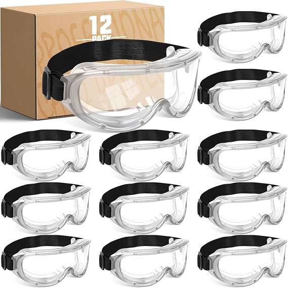 OXG Protective Safety Goggles Anti-Fog, Adjustable Chemical Splash Eye Protection Science Lab Goggles for Women Men