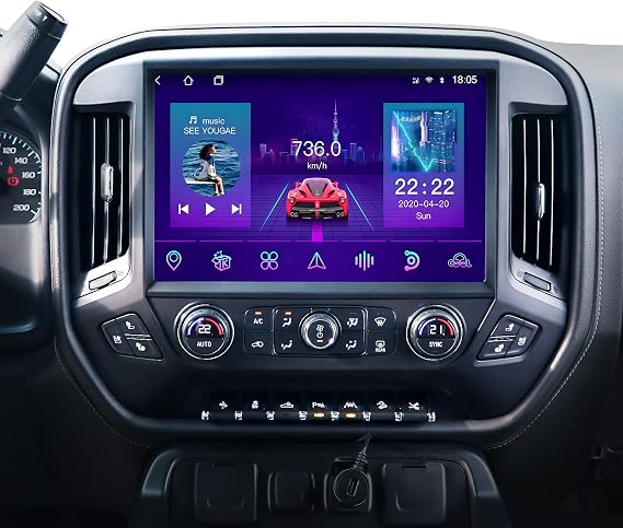 13.1" 8Core 8+128G Car Radio for Chevy Silverado GMC Sierra 2014-2018,5Ghz WiFi Android 13 2K Screen Radio Wireless CarPlay Android Auto BT DSP 48EQ Backup Camera Mic,Black