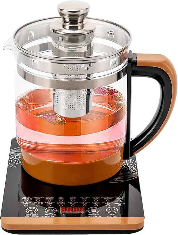 Electric Kettle 1.8L 800W Multifunctional Glass Kettle, Health Pot Tea Maker Household With Filter & Digital Heating Base