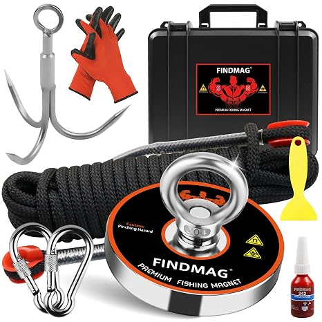 FINDMAG 1500 LBS Magnet Fishing Kit, 4.72 Inch Neodymium Rare Earth Magnets