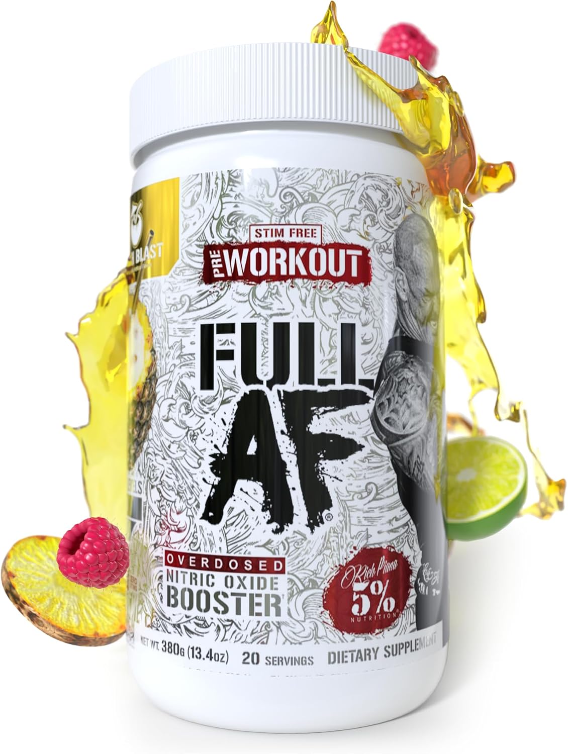 5% Nutrition FullAF Pre-Workout | Stim-Free with Massive Pumps | L-Citrulline, L-Taurine, Nitrosigine, GlycerSize Beach Blast
