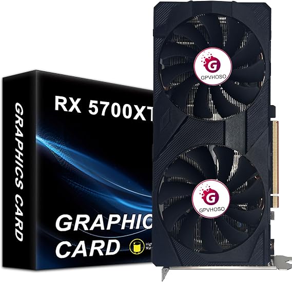 GPVHOSO Radeon RX 5700 XT 8GB Graphics Card GDDR6 2560SP 256bit Computer Graphics Card GPU PCI-e 4.0 x16 HDMI/DisplayPort*3 Interface AMD Video Card for PC Gaming and Office Support up to 8K