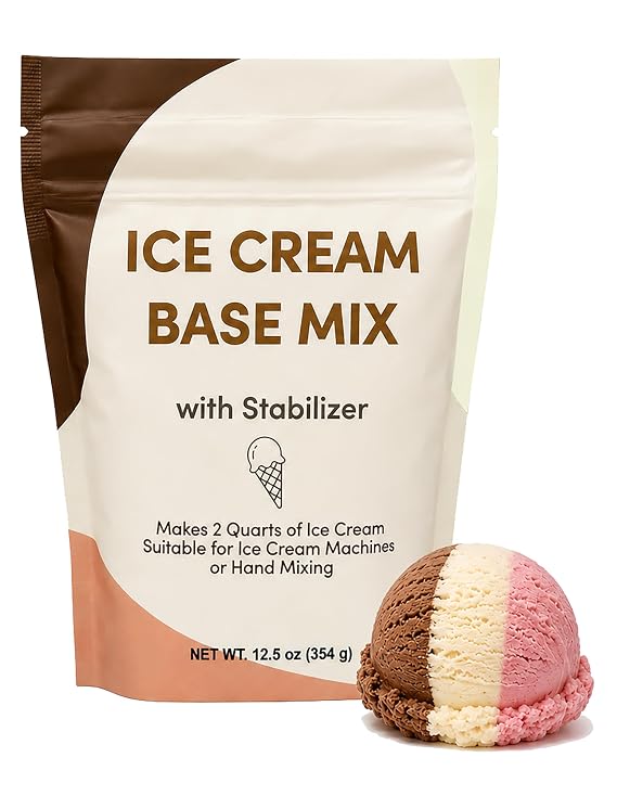 Ice Cream Base with Stabilizer, 12.5 Oz - Neutral Powdered Ice Cream Mix, For Machine or No-Machine