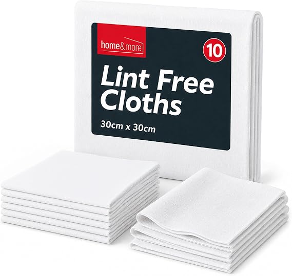 SOL 10pk Lint Free Cloths for Oiling Wood, 30x30cm Cleaning Cloths, Reusable, Soft, Durable, and Scratch-Free, Perfect for Screen Cleaning, Glass and Dust Removal, Ideal for Home, Office and Car Use