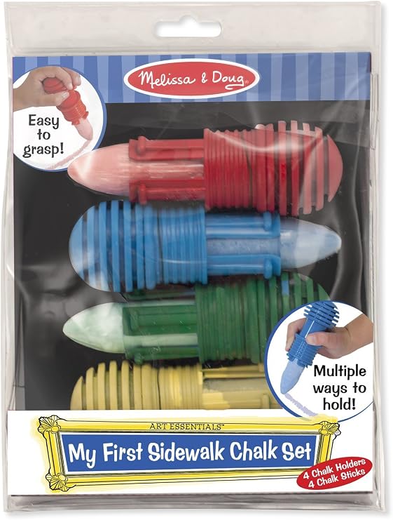 Melissa & Doug My First Sidewalk Chalk Set with Holders - 4 Chalk Sticks and 4 Holders