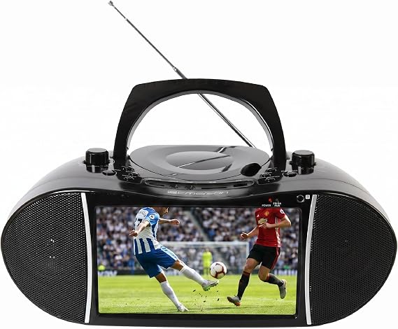 Emerson EDL-2901 Portable TV DVD Bluetooth Boombox with 7" LCD Screen | With ATSC Tuner, CD Player & AM FM Radio. HDMI Input & USB & SD Card Playback. AC Adapter, 12V Car Cord & Battery Powered.