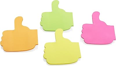 Stik-ie Thumbs Up Sticky Notes. 100 Sheets. 4 Assorted Colours.