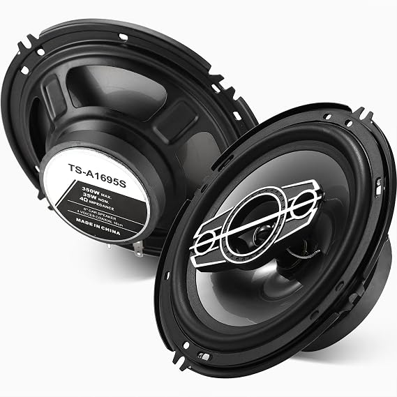 6" 4-Way Dome Tweeters Coaxial Car Speakers, 4 Ohm Vehicle Coaxial Speaker | 350 Watts Car Audio Speakers with PEI Dome Tweeters for Universal Car Stereo Speaker Replacement (Pair)