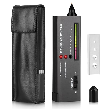 Diamond Tester, High Accuracy Diamond Tester Pen with LED Indicator Light and Sound Prompt, Portable Electronic Diamond Testers Professional for Novice and Expert, Diamond/Sapphire/Ruby/Crystal