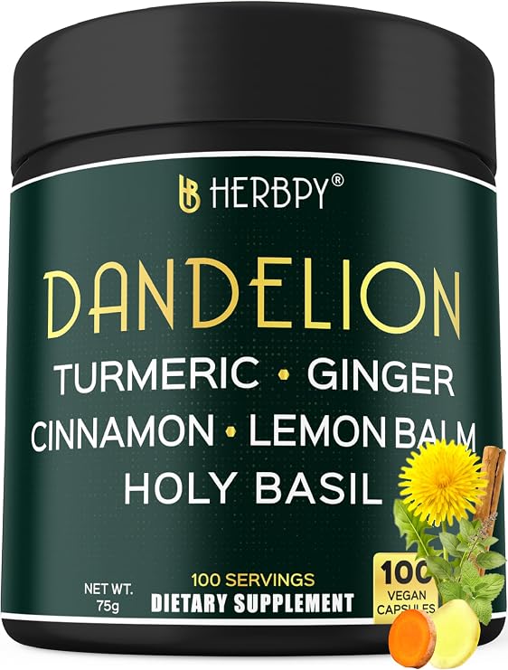 Herbpy 6in1 Dandelion Root Supplement for Digestion & Natural Antioxidants
