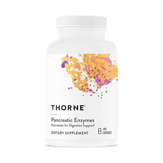 THORNE - Pancreatic Enzymes - Digestive Enzymes Supplement for Digestion Support - Minimizes Occasional Gas & Bloating* - Third-Party Certified - Gluten, Dairy & Soy-Free - 180 Capsules