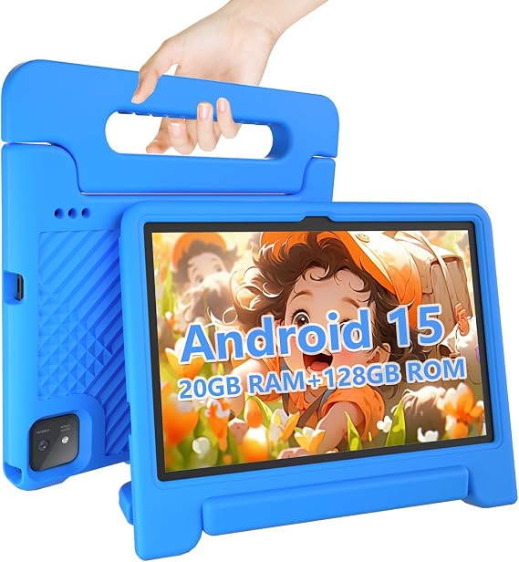 NRKDUBQ Tablet 11 inch Android 15 20GB + 128GB Octa-Core 8000mAh Todder Tablet with Drop-Proof Case, WiFi 6 and Bluetooth, Blue