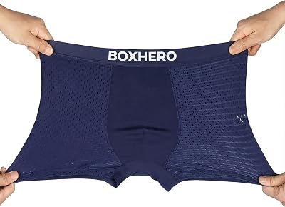 BOXHERO Mens Breathable Mesh Boxer Briefs 5-Pack, Moisture-Wicking Cooling Underwear, Soft 4-Way Stretch, No-Ride-Up Legs