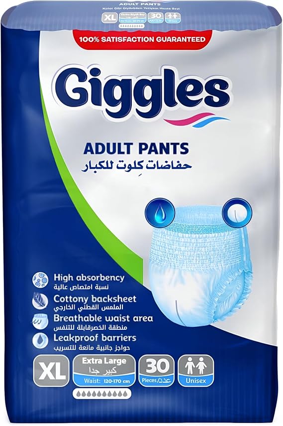 Giggles Adult Absorbent Panties ExtraLarge 30s 1 Pack 30 Pieces