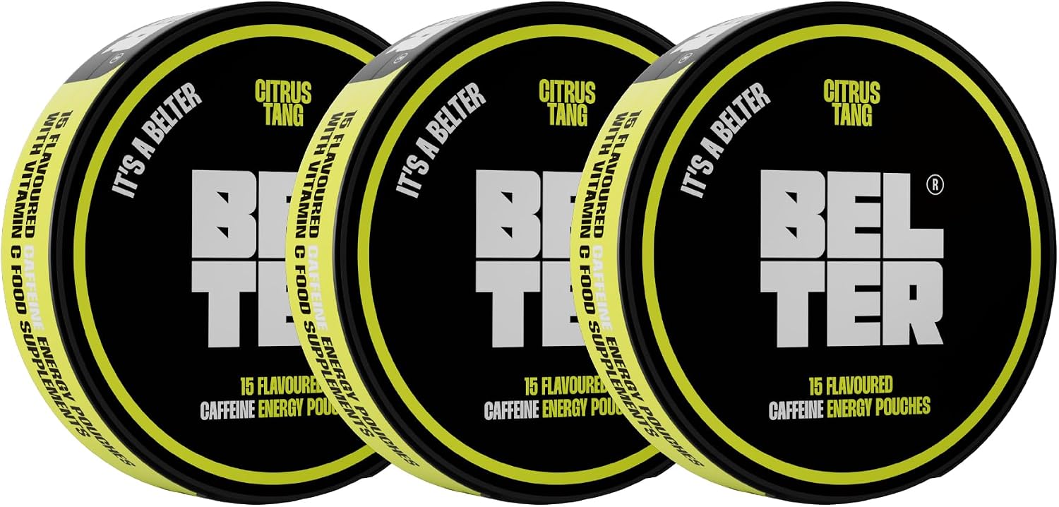 BELTER - Citrus Tang - Caffeine Pouches - Bundle Pack - 45 Count - Fast-Acting - Zero-Calorie Energy Boost - 80mg Caffeine Per Pouch - Sports, Gym, Gaming, Work
