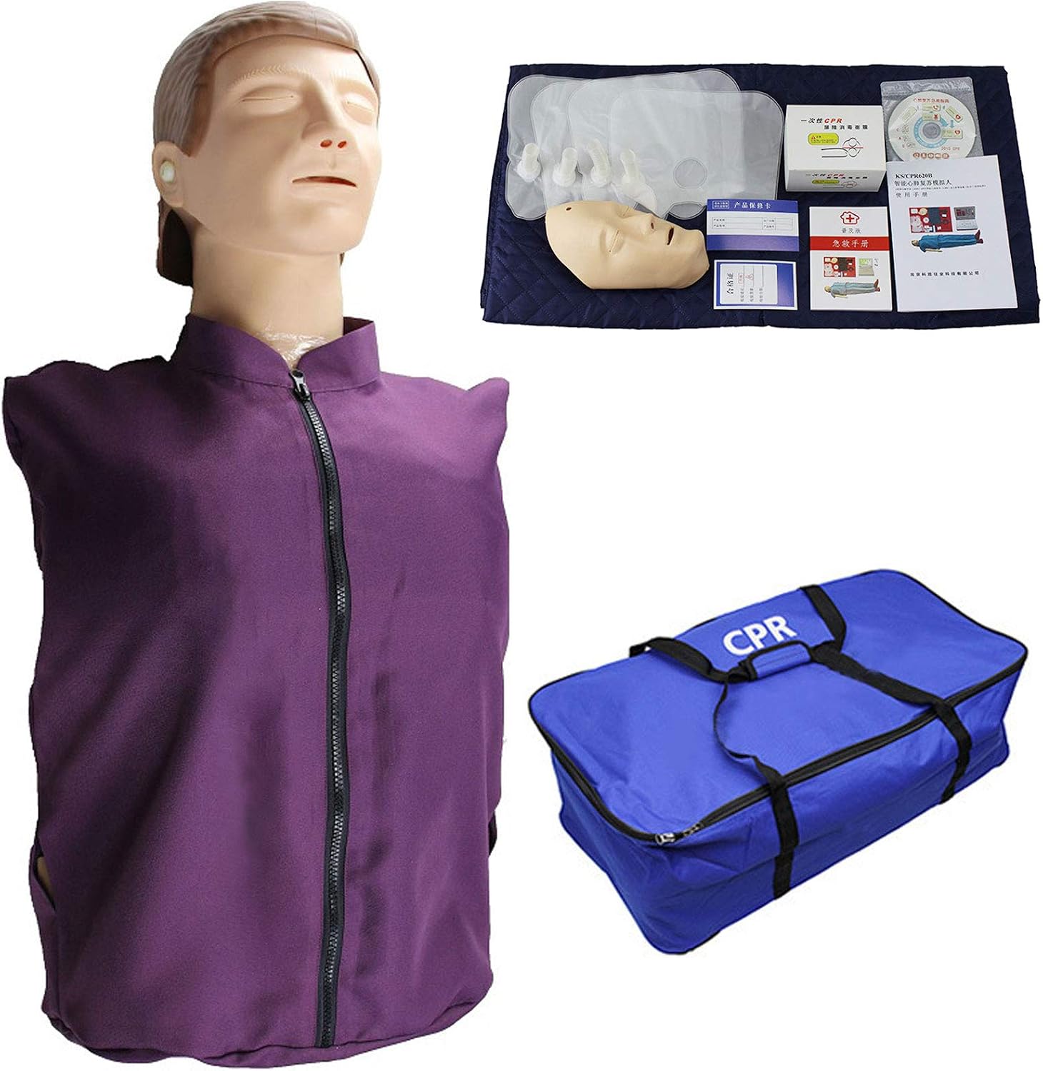 Half Body Pulse Resurrection Simulator, CPR Mannequin Heart Training Dummy First Aid Training Mannequin Kit