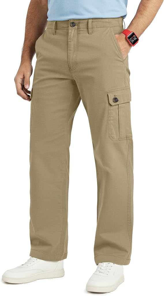 Cotton Stretch Men Casual Cargo Pants Relaxed Fit
