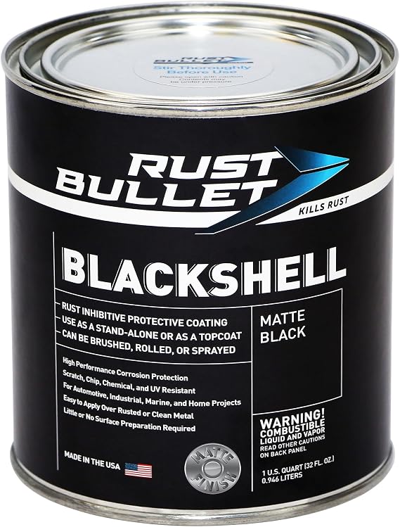 BlackShell - Stop Rust, Corrosion Preventive Coating - Matte Black, 1Qt