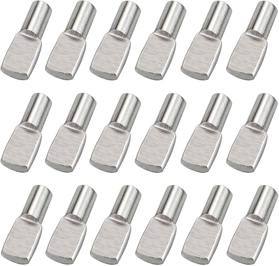 120PCS 5mm Shelf Support Shelf Pins Kit Nickel Plated Cabinet Furniture Shelf Support Pegs Spoon Shape Shelf Bracket Pegs Perfect for Shelf Holes on Cabinets, Entertainment Centers (120PCS)